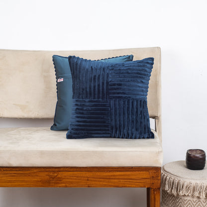 Premium Panelled China Velvet Cushion – Mustard – 16×16″