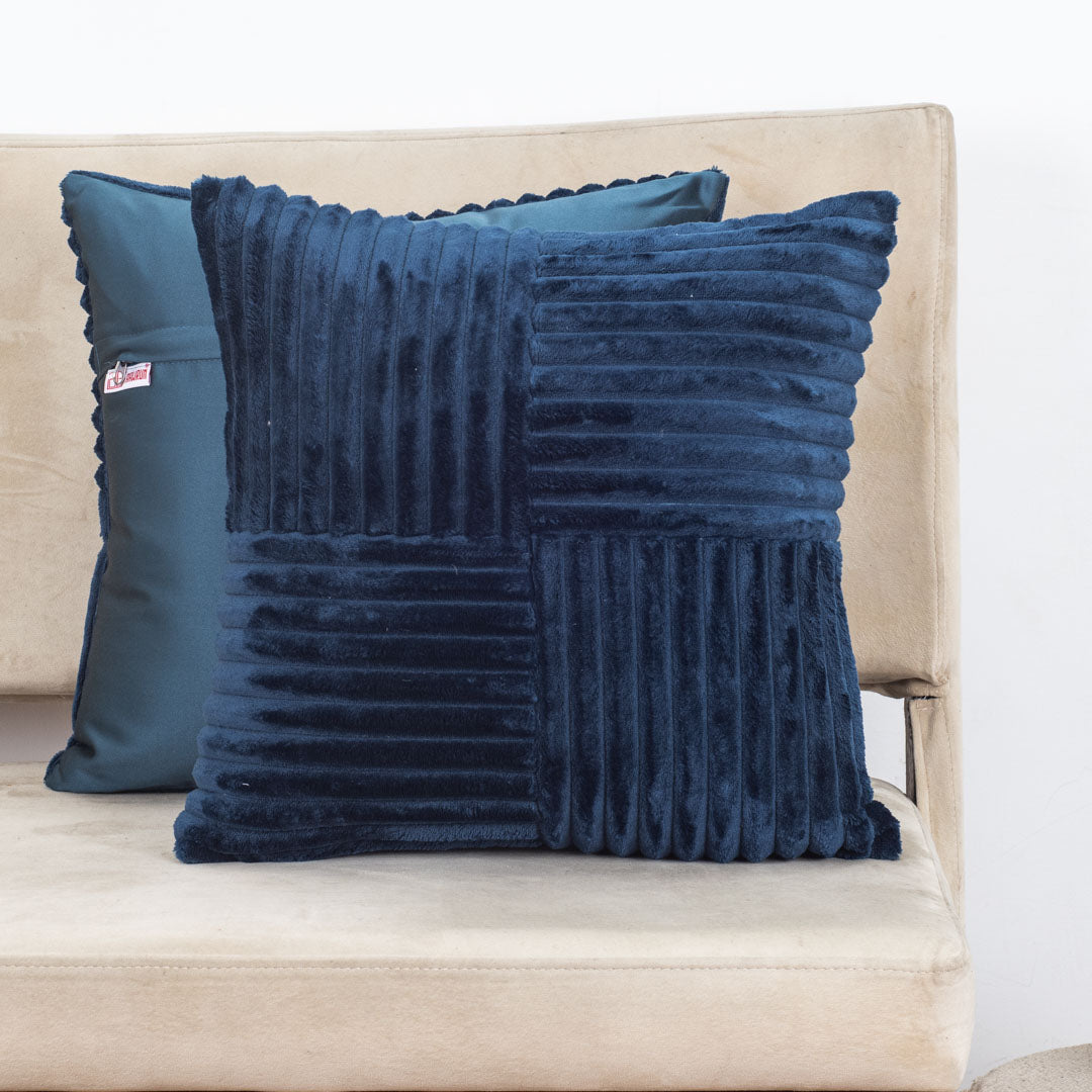 Premium Panelled China Velvet Cushion – Mustard – 16×16″