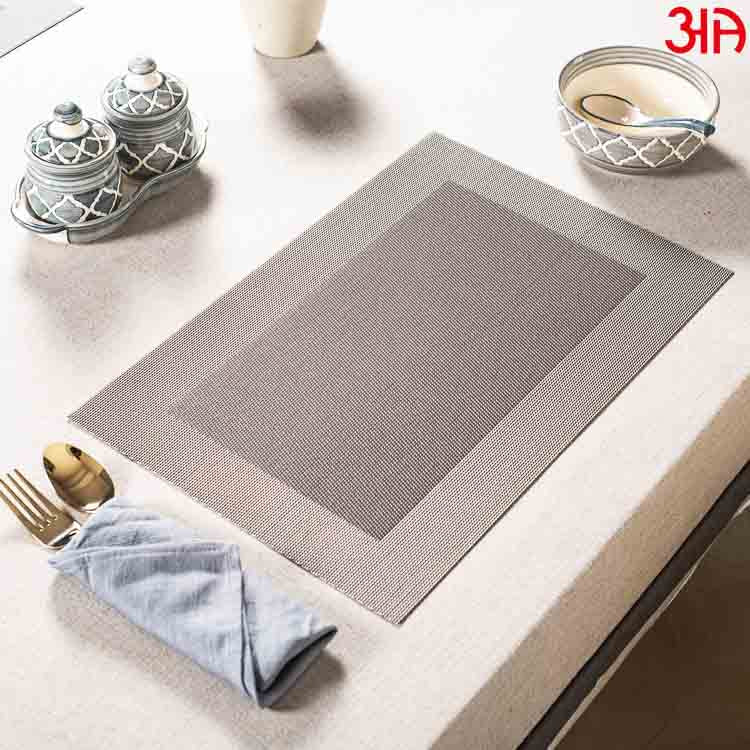 Grey BoxDesign Pvc Table Mat (2 Pcs Set) (12x18) Inch