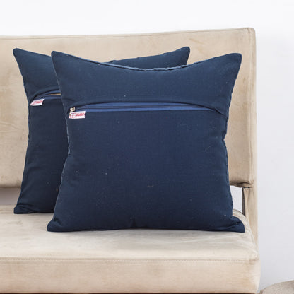 Luxury Navy Velvet Patchwork Cushion Cover – 16×16″