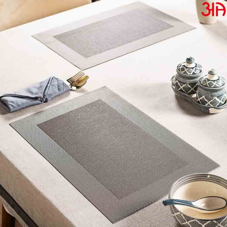 Grey BoxDesign Pvc Table Mat (2 Pcs Set) (12x18) Inch