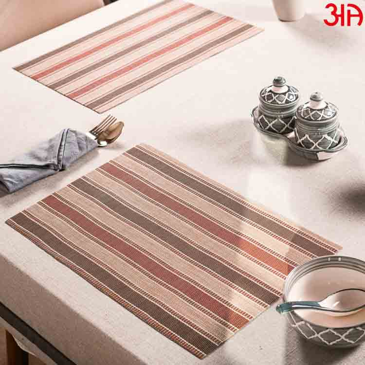 Stripe Design Pvc Table Mat (2 Pcs Set) (12x18) Inch