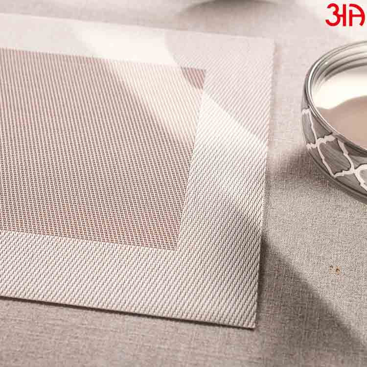 Beige And Brown Box Design Pvc Table Mat (2 Pcs Set) (12x18) Inch