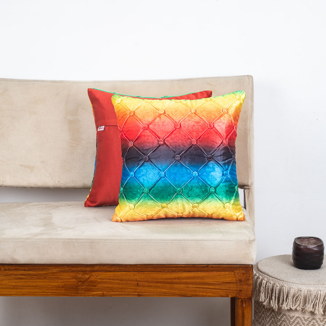 Designer Ombre Velvet Cushion Cover – Multi – 16×16″