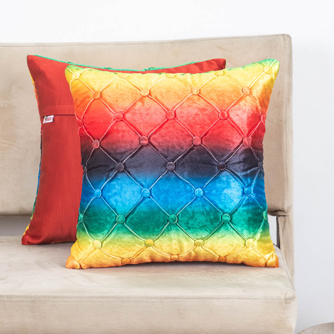 Designer Ombre Velvet Cushion Cover – Multi – 16×16″