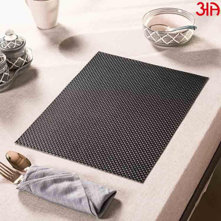 Plain Black Pvc Table Mat (2 Pcs Set) (12x18) Inch