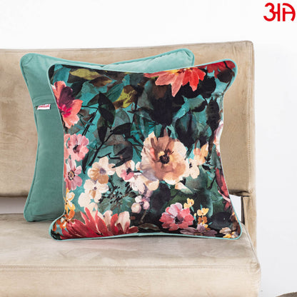 Botanical Bloom Velvet Cushion Cover – 16×16″