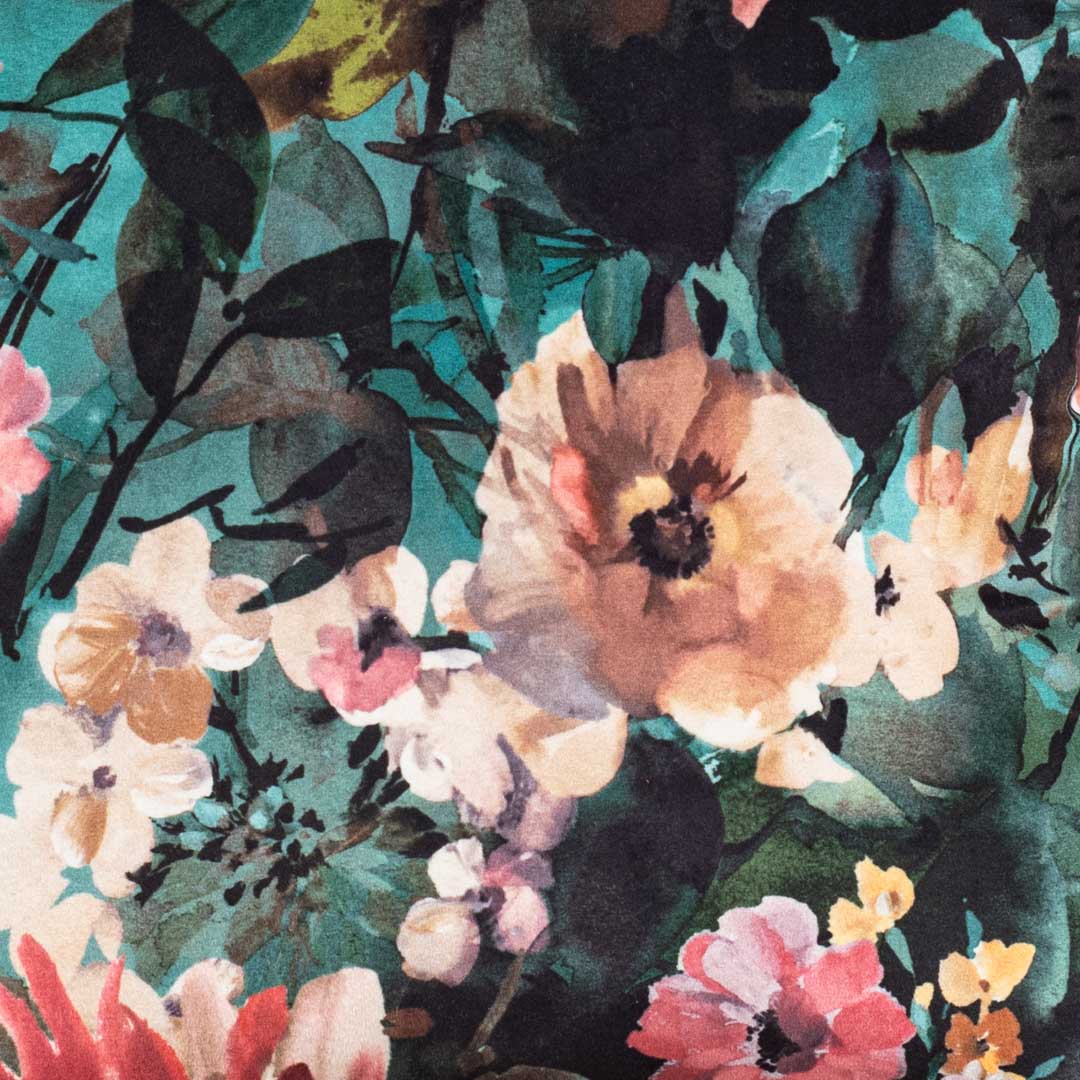 Botanical Bloom Velvet Cushion Cover – 16×16″