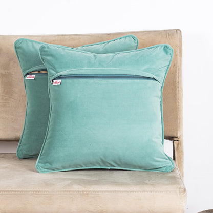 Botanical Bloom Velvet Cushion Cover – 16×16″