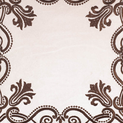 Heritage Frame Embroidered Velvet Cushion Cover – 16×16″ (Off-White)