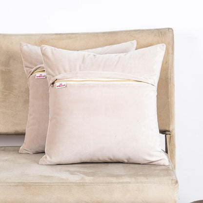 Heritage Frame Embroidered Velvet Cushion Cover – 16×16″ (Off-White)