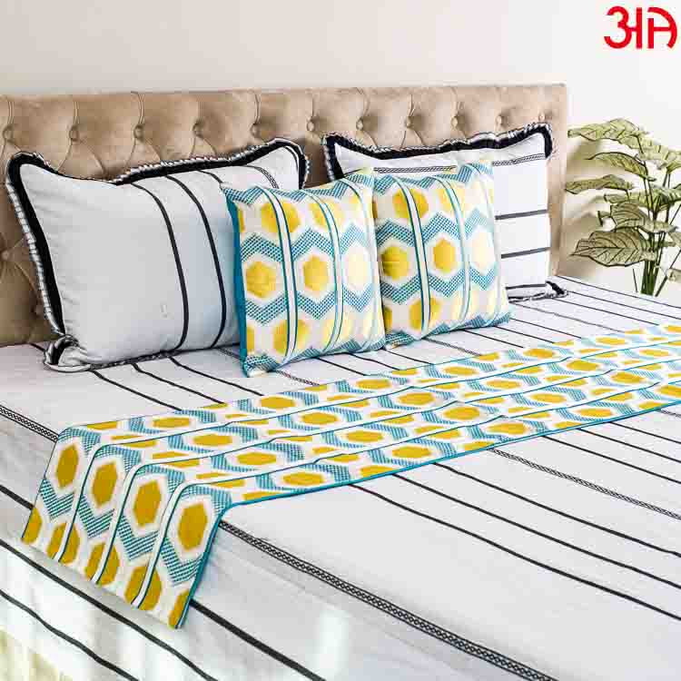 EMB Bed Runner Set (16x84 &amp; 16x16) Inch