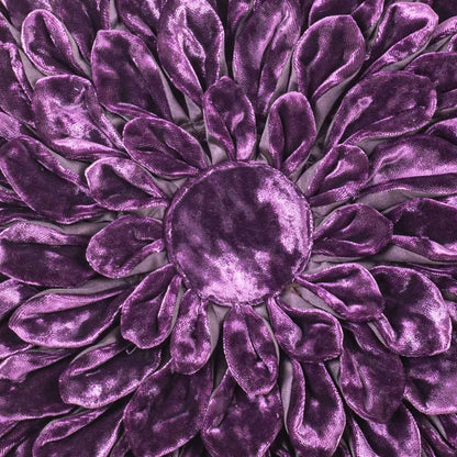 Purple Floral Velvet Round Cushion Cover
