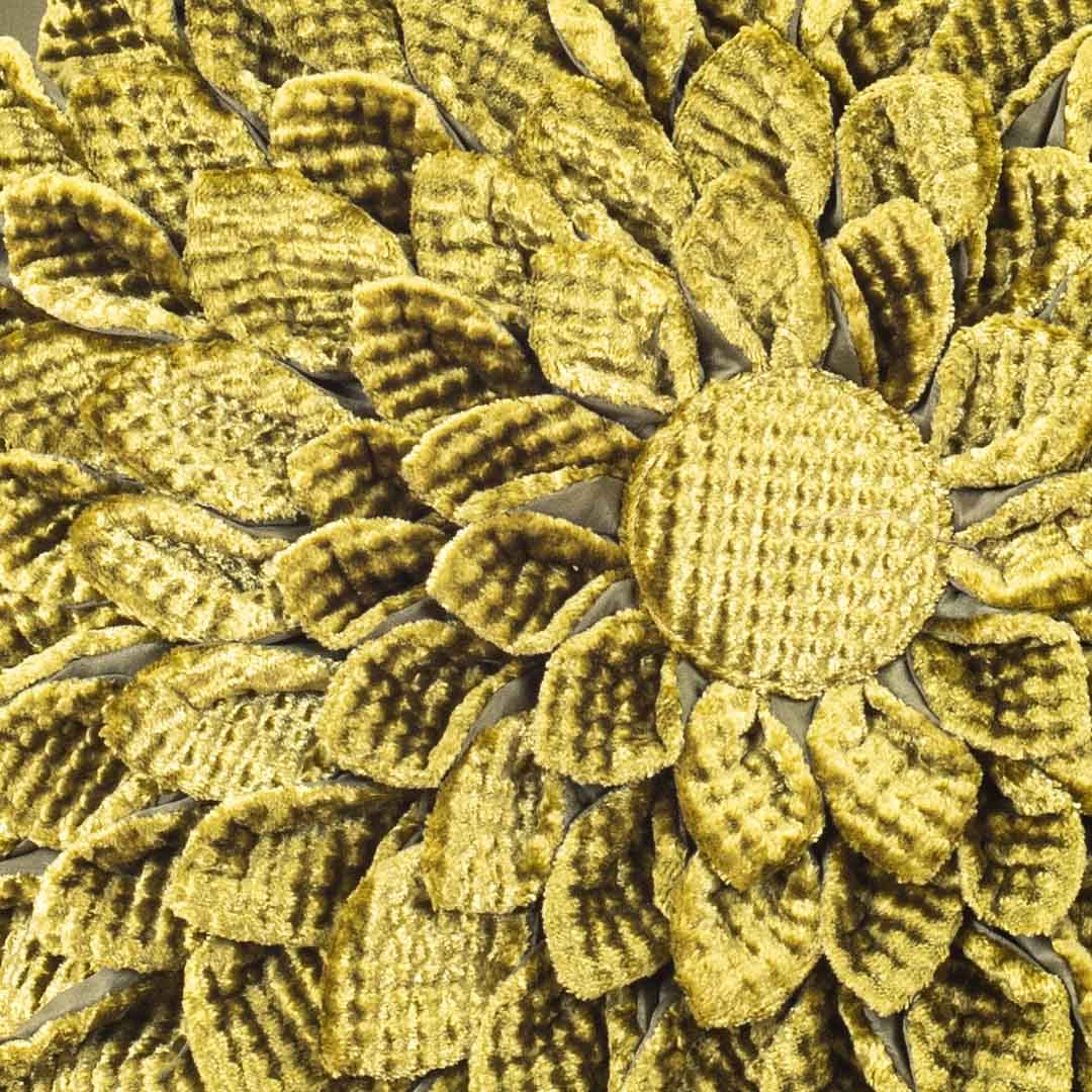 Olive Green Floral Velvet Round Cushion Cover