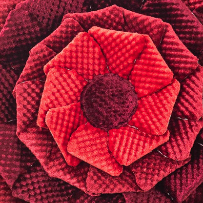 Red Floral Velvet Round Cushion Cover