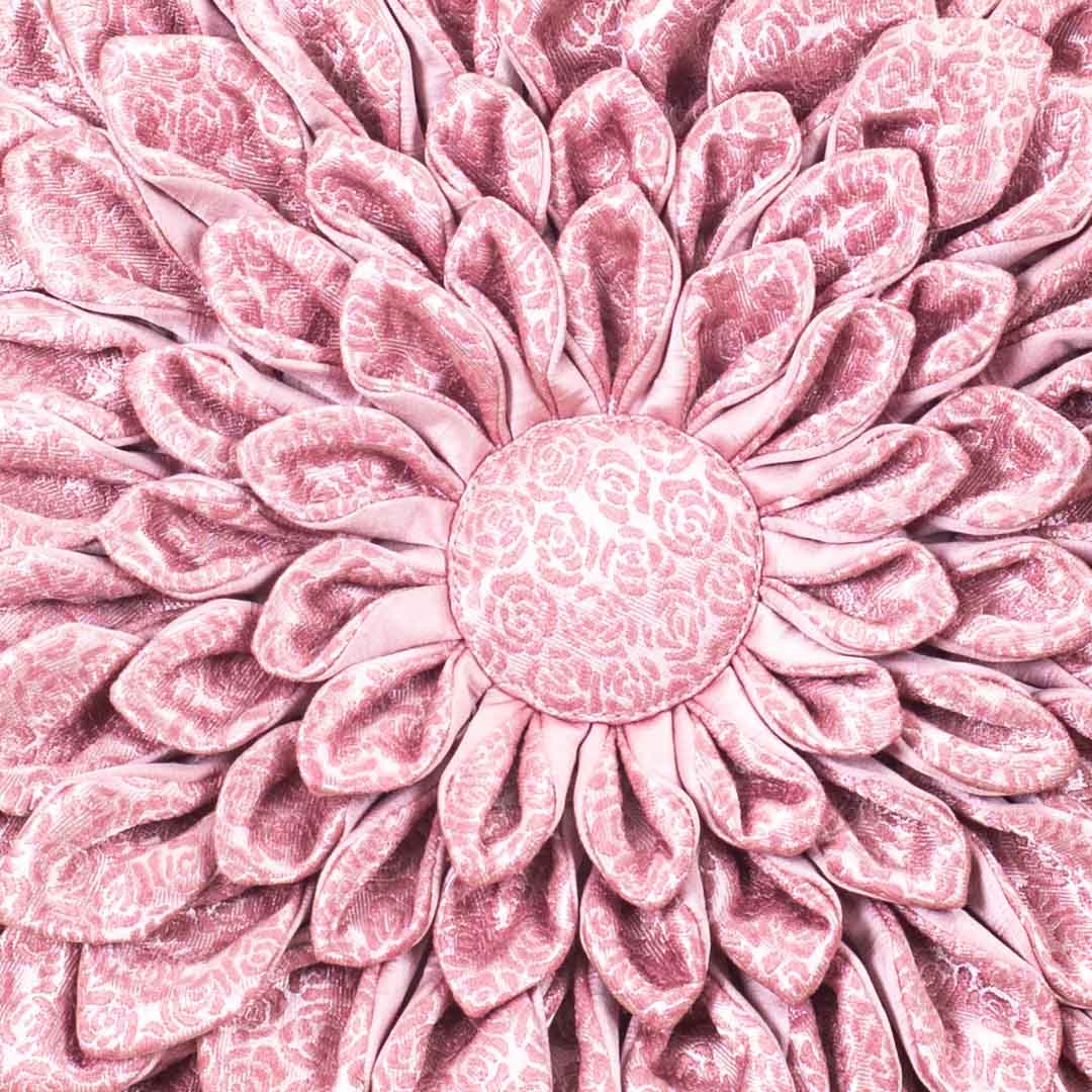 Pink Floral Velvet Round Cushion Cover