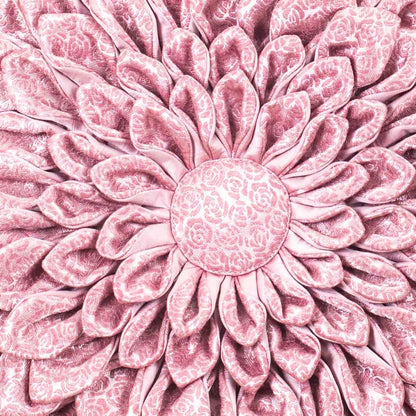 Pink Floral Velvet Round Cushion Cover