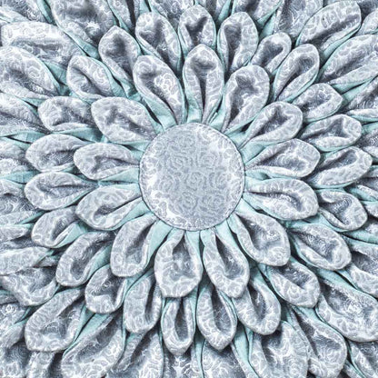 Light Blue Floral Velvet Round Cushion Cover
