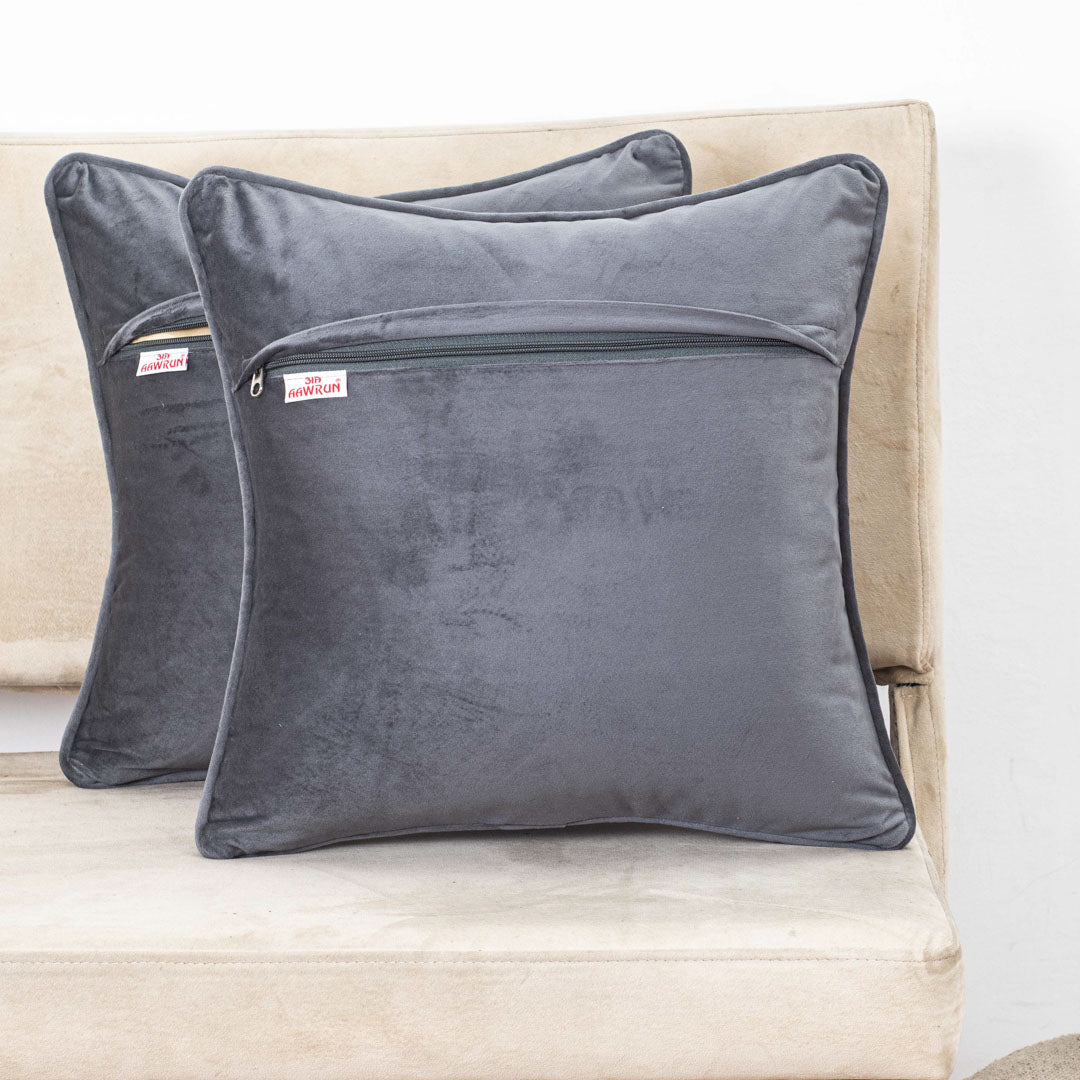 Multicolor Botanical Velvet Cushion Cover Dgn-22