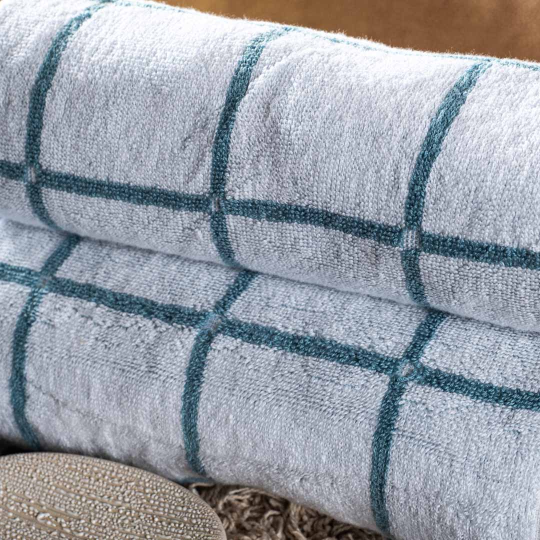 Teal Windowpane Cotton Towel – 50 × 83 cm-SHADE-2