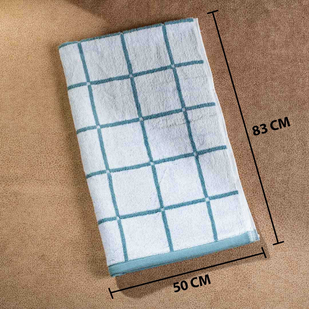 Teal Windowpane Cotton Towel – 50 × 83 cm-SHADE-2