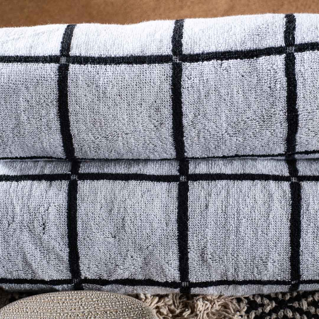 Monochrome Grid Cotton Hand Towel – 50 × 83 cm-SHADE-3