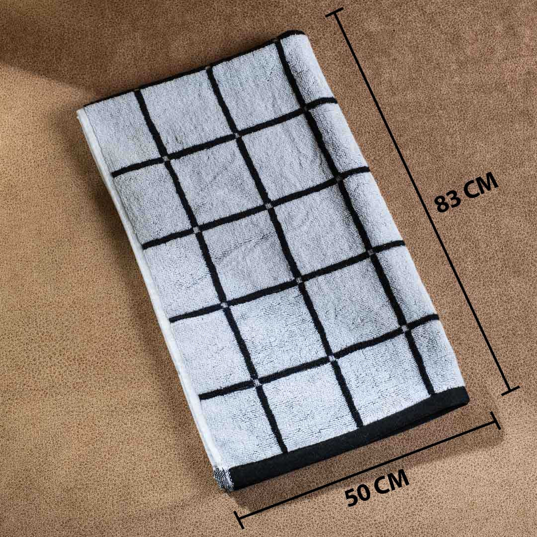 Monochrome Grid Cotton Hand Towel – 50 × 83 cm-SHADE-3