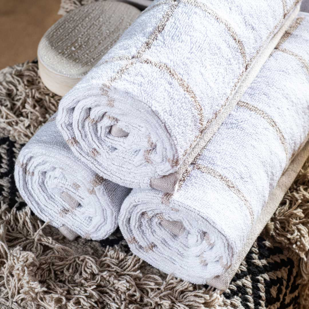 Taupe Check Cotton Hand Towel – 50 × 83 cm-SHADE-4