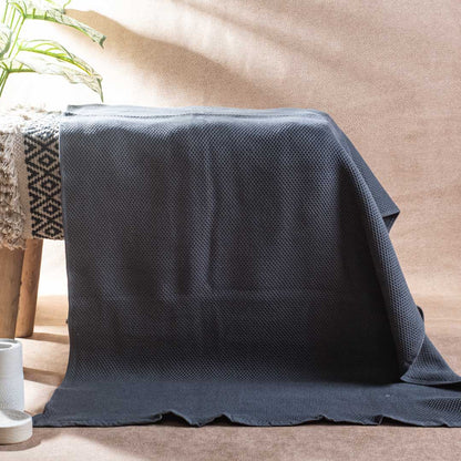 Deep Grey Textured Cotton Bath Towel – 76 × 163 cm