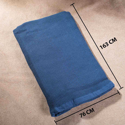 Deep Blue Textured Cotton Bath Towel – 76 × 163 cm