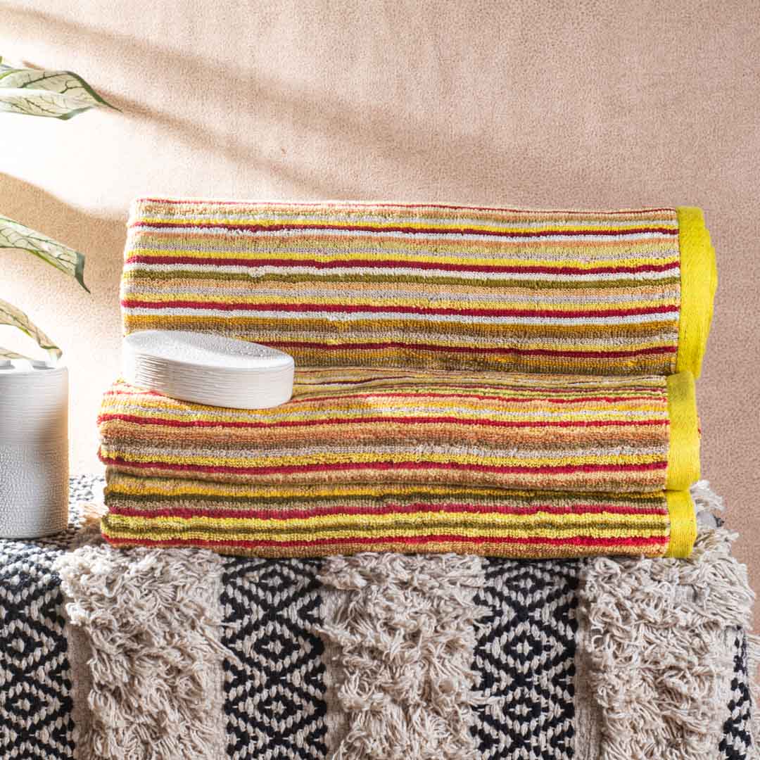 Sunset Stripe Cotton Bath Towel – 79 × 158 cm-SHADE-1