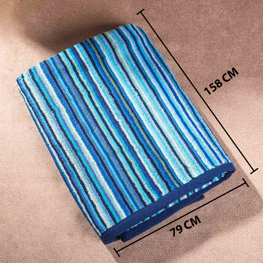 Aqua Marine Striped Cotton Towel – 79 × 158 cm-SHADE-2