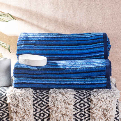 Deep Ocean Stripe Cotton Bath Towel – 79 × 158 cm-SHADE-3