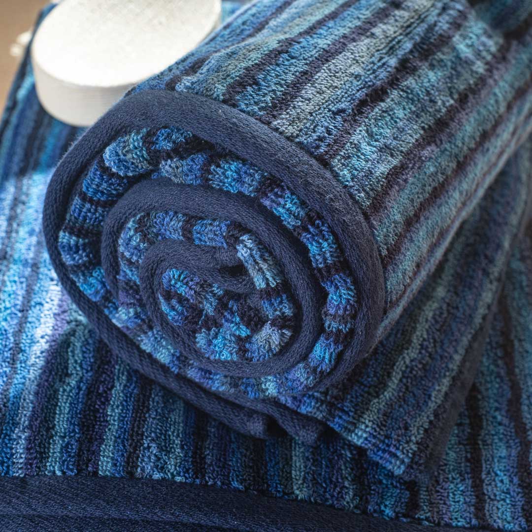 Deep Ocean Stripe Cotton Bath Towel – 79 × 158 cm-SHADE-3