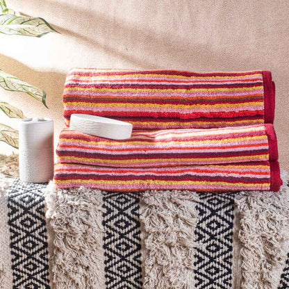 Sunset Ember Stripe Cotton Bath Towel – 79 × 158 cm-SHADE-4