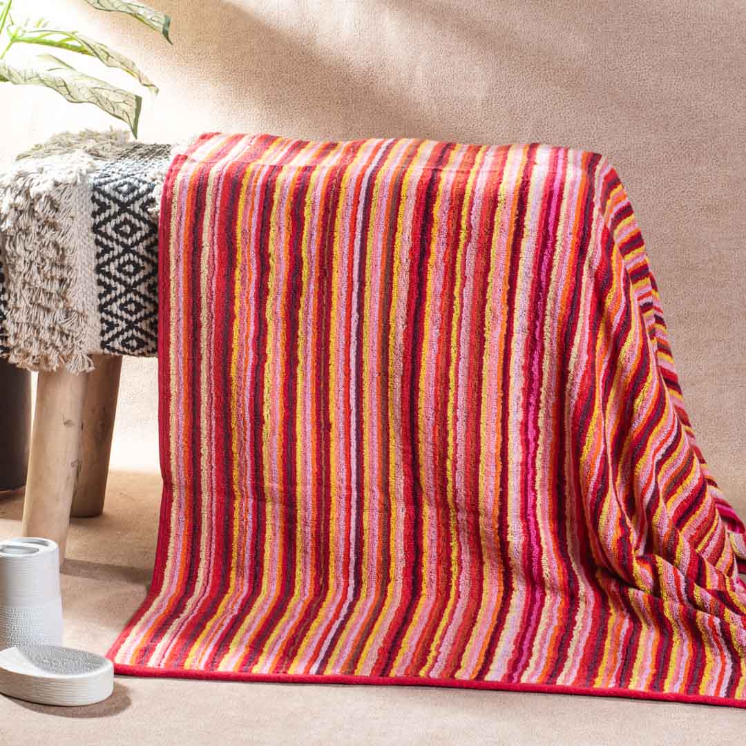 Sunset Ember Stripe Cotton Bath Towel – 79 × 158 cm-SHADE-4