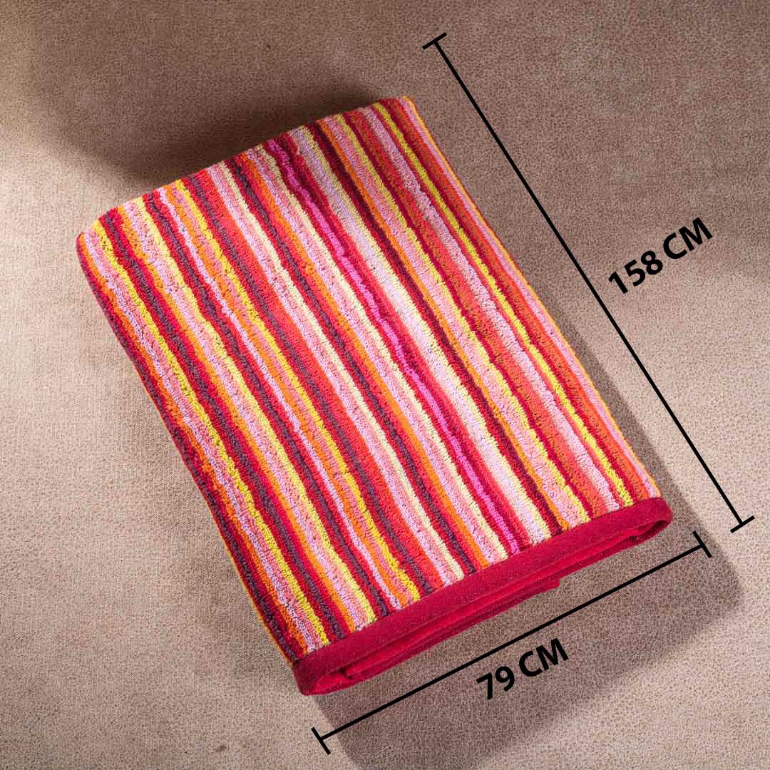 Sunset Ember Stripe Cotton Bath Towel – 79 × 158 cm-SHADE-4