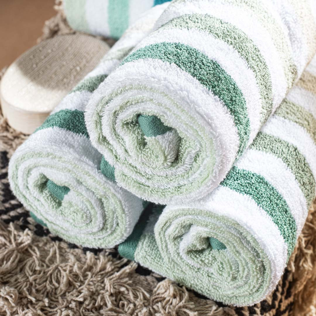 Soft Touch Sage Stripe Cotton Towel – 42 × 75 cm - DGN-1