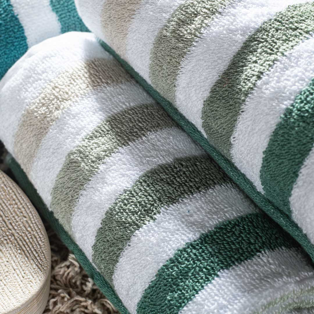 Soft Touch Sage Stripe Cotton Towel – 42 × 75 cm - DGN-1