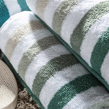 Soft Touch Sage Stripe Cotton Towel – 42 × 75 cm - DGN-1