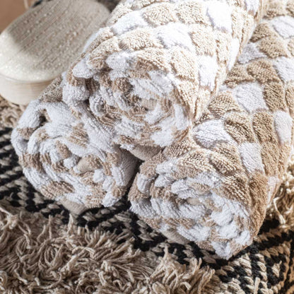 Beige Mosaic Texture Cotton Towel – 42 × 75 cm-DGN-2