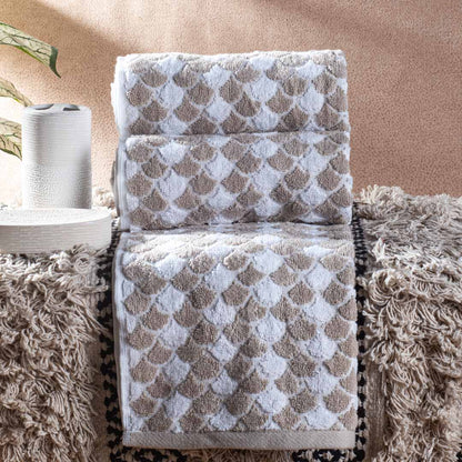 Beige Mosaic Texture Cotton Towel – 42 × 75 cm-DGN-2
