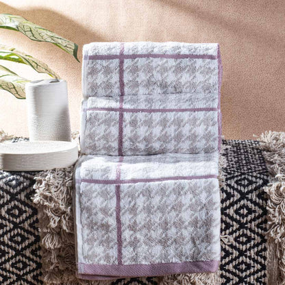 Soft Mauve Grid Cotton Towel – 42 × 75 cm  DGN-3