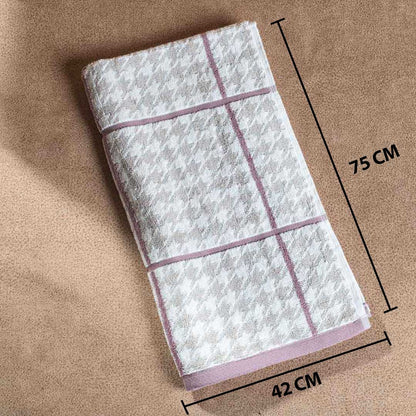 Soft Mauve Grid Cotton Towel – 42 × 75 cm  DGN-3