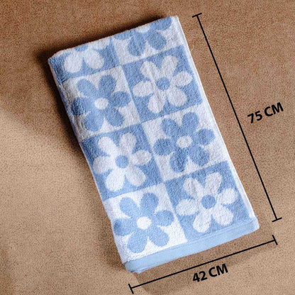 Powder Blue Floral Design Cotton Towel – 42 × 75 cm-DGN-4