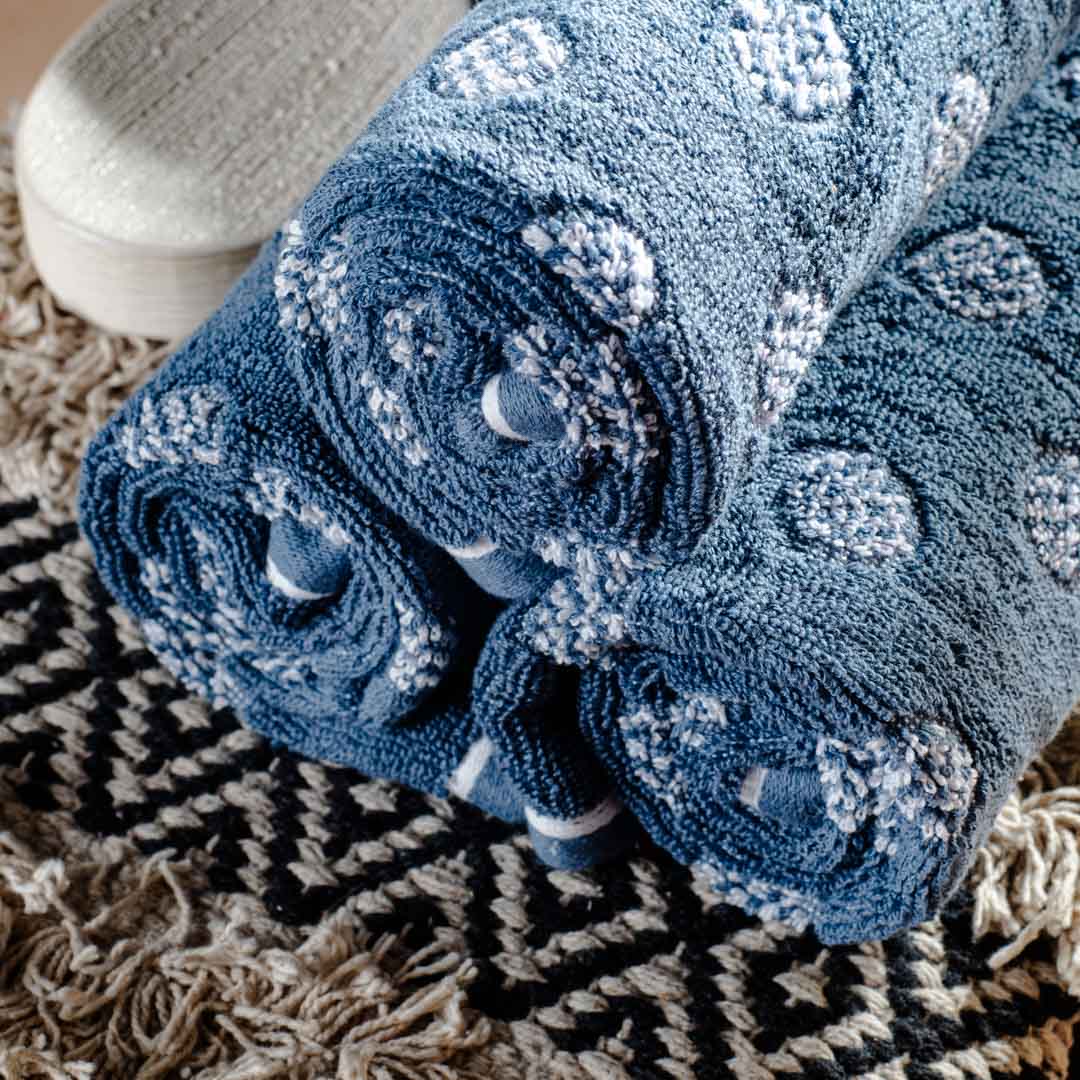 Indigo Spot Design Cotton Towel – 42 × 75 cm-DGN-5