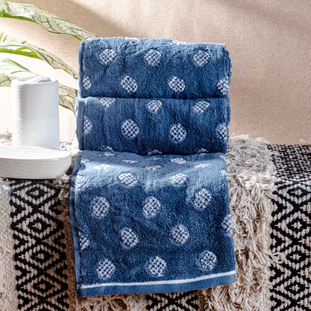 Indigo Spot Design Cotton Towel – 42 × 75 cm-DGN-5