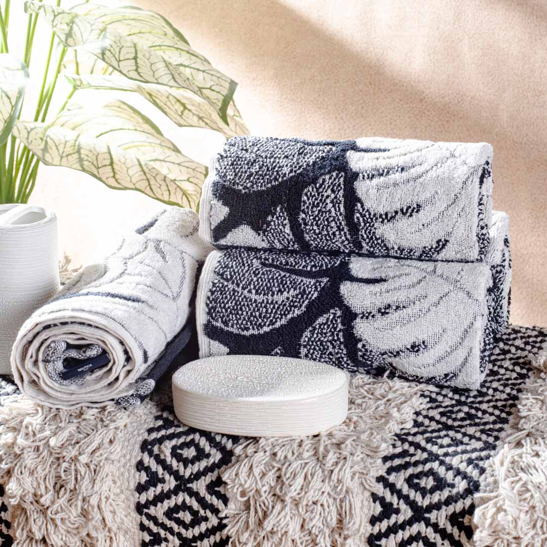 Graphite Leaf Design Cotton Towel – 42 × 75 cm-DGN-6