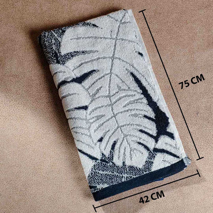 Graphite Leaf Design Cotton Towel – 42 × 75 cm-DGN-6