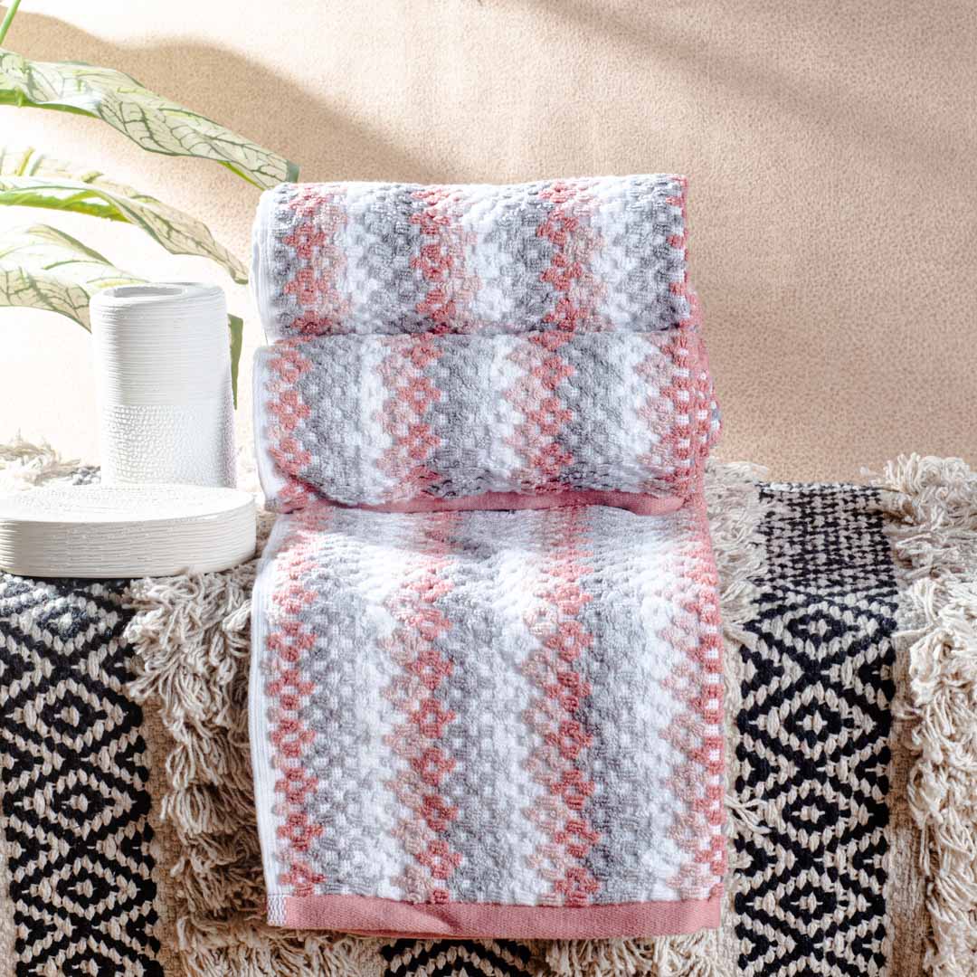 Coral Mist Textured Cotton Towel – 42 × 75 cm-DGN-7